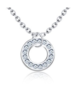 Round Rhinestone Silver Necklace SPE-1370nc